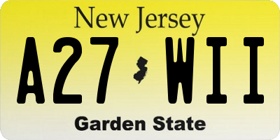 NJ license plate A27WII