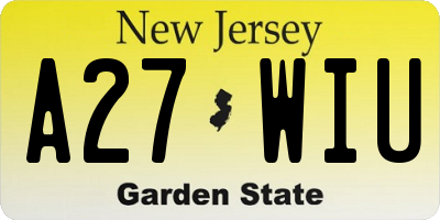 NJ license plate A27WIU