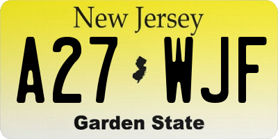 NJ license plate A27WJF