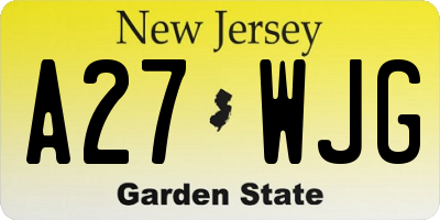 NJ license plate A27WJG