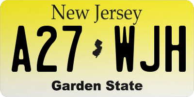 NJ license plate A27WJH