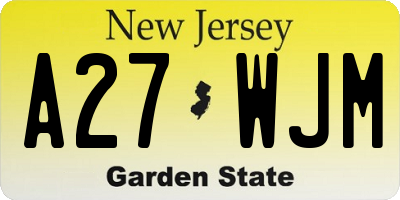 NJ license plate A27WJM
