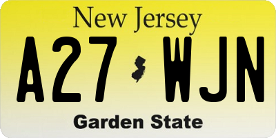 NJ license plate A27WJN