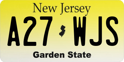 NJ license plate A27WJS