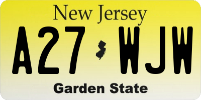 NJ license plate A27WJW