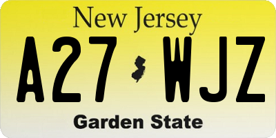 NJ license plate A27WJZ