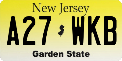 NJ license plate A27WKB