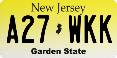 NJ license plate A27WKK