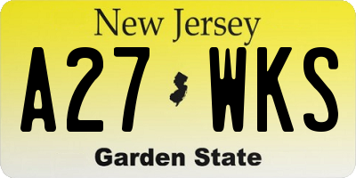 NJ license plate A27WKS