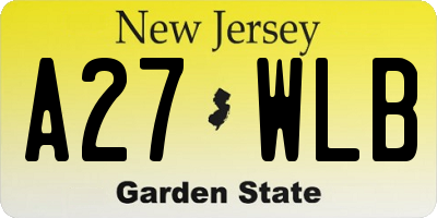 NJ license plate A27WLB