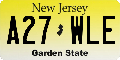 NJ license plate A27WLE