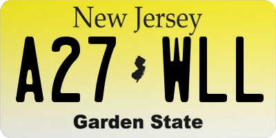 NJ license plate A27WLL