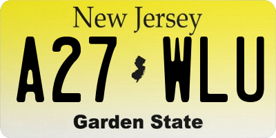 NJ license plate A27WLU