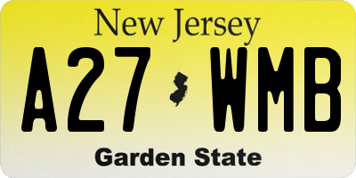 NJ license plate A27WMB