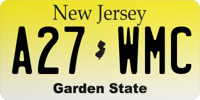 NJ license plate A27WMC