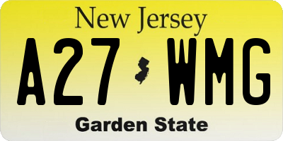 NJ license plate A27WMG