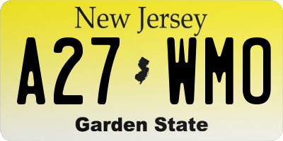NJ license plate A27WMO