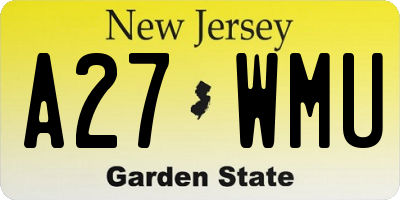 NJ license plate A27WMU