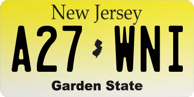 NJ license plate A27WNI