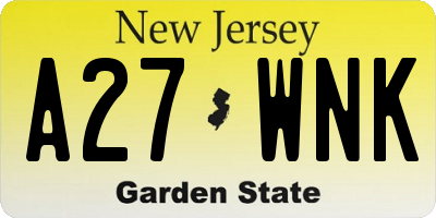 NJ license plate A27WNK