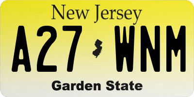 NJ license plate A27WNM