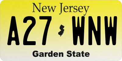 NJ license plate A27WNW