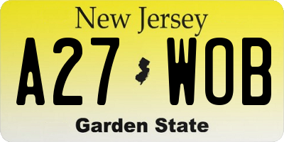 NJ license plate A27WOB
