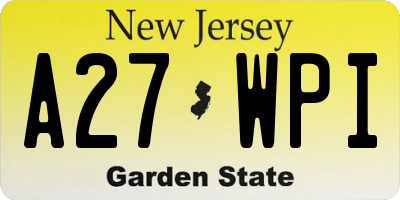 NJ license plate A27WPI