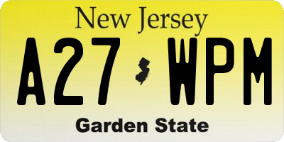 NJ license plate A27WPM