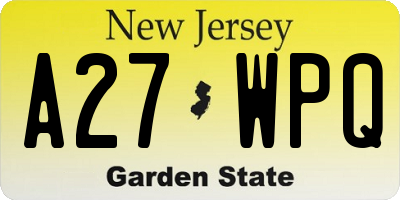 NJ license plate A27WPQ