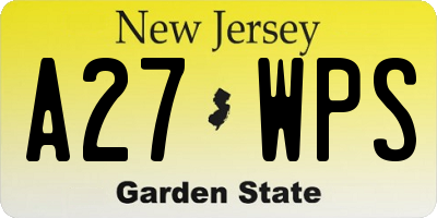 NJ license plate A27WPS