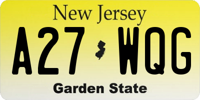 NJ license plate A27WQG