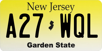 NJ license plate A27WQL