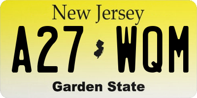 NJ license plate A27WQM
