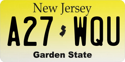 NJ license plate A27WQU