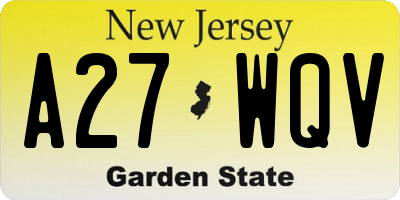 NJ license plate A27WQV