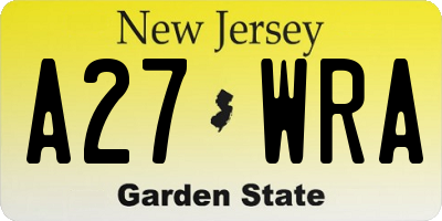 NJ license plate A27WRA