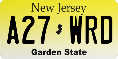 NJ license plate A27WRD