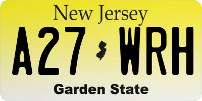 NJ license plate A27WRH