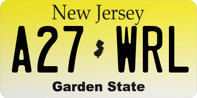 NJ license plate A27WRL