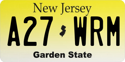 NJ license plate A27WRM