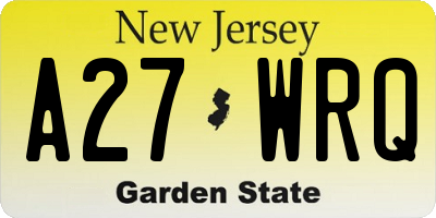 NJ license plate A27WRQ