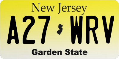 NJ license plate A27WRV