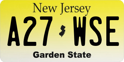 NJ license plate A27WSE