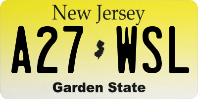 NJ license plate A27WSL