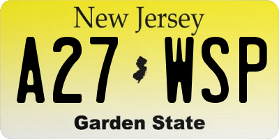NJ license plate A27WSP