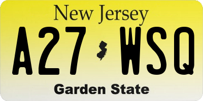 NJ license plate A27WSQ