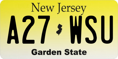 NJ license plate A27WSU