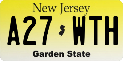 NJ license plate A27WTH