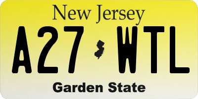 NJ license plate A27WTL